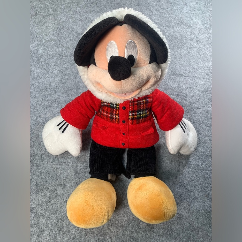 Disney Mickey Mouse Plush in Red Plaid Jacket